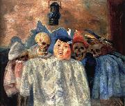 James Ensor Pierrot and Skeleton oil painting artist
